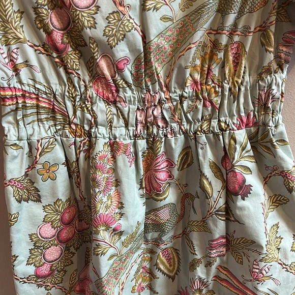 Spartina 449 Seafoam Sugar Mill Peacock Floral Olivia Poplin Dress Size Small - Picture 5 of 11
